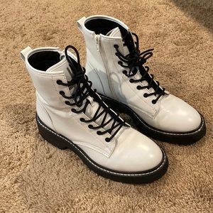 White and black platform Madden Girl boots